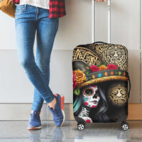 La Calavera Catrina Aztec Circle Luggage Cover Dia de Muertos - Wonder Print Shop