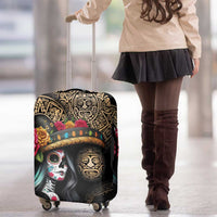 La Calavera Catrina Aztec Circle Luggage Cover Dia de Muertos - Wonder Print Shop