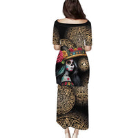 La Calavera Catrina Aztec Circle Puletasi Dia de Muertos - Wonder Print Shop