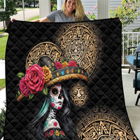 La Calavera Catrina Aztec Circle Quilt Dia de Muertos - Wonder Print Shop