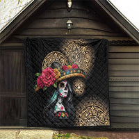 La Calavera Catrina Aztec Circle Quilt Dia de Muertos - Wonder Print Shop