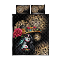 La Calavera Catrina Aztec Circle Quilt Bed Set Dia de Muertos - Wonder Print Shop