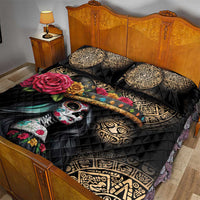 La Calavera Catrina Aztec Circle Quilt Bed Set Dia de Muertos - Wonder Print Shop