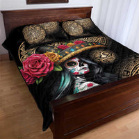 La Calavera Catrina Aztec Circle Quilt Bed Set Dia de Muertos - Wonder Print Shop