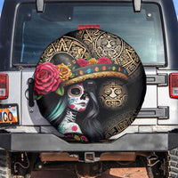 La Calavera Catrina Aztec Circle Spare Tire Cover Dia de Muertos - Wonder Print Shop