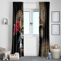 La Calavera Catrina Aztec Circle Window Curtain Dia de Muertos - Wonder Print Shop