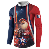 Personalised France Christmas Button Sweatshirt Joyeux Noel Santa Claus Eiffel Tower - Wonder Print Shop