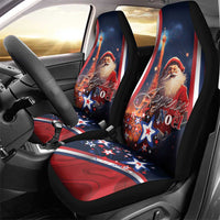 France Christmas Car Seat Cover Joyeux Noel Santa Claus Eiffel Tower - Wonder Print Shop