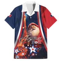 Personalised France Christmas Family Matching Off The Shoulder Long Sleeve Dress and Hawaiian Shirt Joyeux Noel Santa Claus Eiffel Tower - Wonder Print Shop