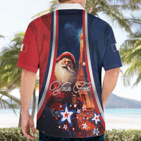 Personalised France Christmas Hawaiian Shirt Joyeux Noel Santa Claus Eiffel Tower - Wonder Print Shop