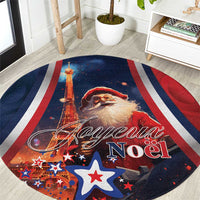 France Christmas Round Carpet Joyeux Noel Santa Claus Eiffel Tower