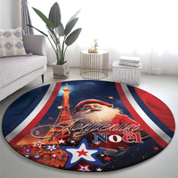 France Christmas Round Carpet Joyeux Noel Santa Claus Eiffel Tower