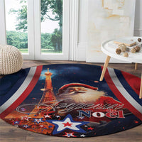 France Christmas Round Carpet Joyeux Noel Santa Claus Eiffel Tower