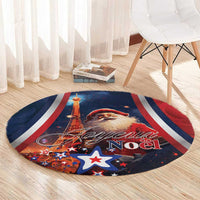 France Christmas Round Carpet Joyeux Noel Santa Claus Eiffel Tower