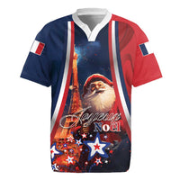 Personalised France Christmas Rugby Jersey Joyeux Noel Santa Claus Eiffel Tower - Wonder Print Shop