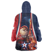 Personalised France Christmas Wearable Blanket Hoodie Joyeux Noel Santa Claus Eiffel Tower - Wonder Print Shop