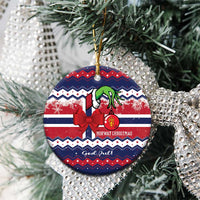 Norway Christmas Ceramic Ornament God Jul! Coquette Bow - Wonder Print Shop