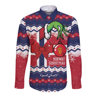 Norway Christmas Long Sleeve Button Shirt God Jul! Coquette Bow - Wonder Print Shop