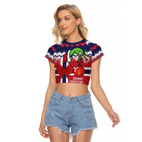 Norway Christmas Raglan Cropped T Shirt God Jul! Coquette Bow - Wonder Print Shop
