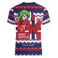 Norway Christmas Women V-Neck T-Shirt God Jul! Coquette Bow - Wonder Print Shop