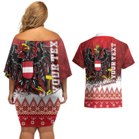 Personalized Austria Christmas Eagle Couples Matching Off Shoulder Short Dress and Hawaiian Shirt Frohe Weihnachten - Wonder Print Shop