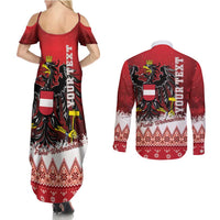 Personalized Austria Christmas Eagle Couples Matching Summer Maxi Dress and Long Sleeve Button Shirt Frohe Weihnachten - Wonder Print Shop