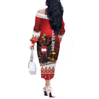 Personalized Austria Christmas Eagle Off The Shoulder Long Sleeve Dress Frohe Weihnachten - Wonder Print Shop