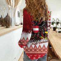 Personalized Austria Christmas Eagle Women Casual Shirt Frohe Weihnachten - Wonder Print Shop