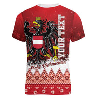 Personalized Austria Christmas Eagle Women V-Neck T-Shirt Frohe Weihnachten - Wonder Print Shop