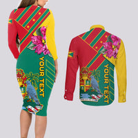 Grenada Couples Matching Long Sleeve Bodycon Dress and Long Sleeve Button Shirt Gwenad Bougainvillea Special Version - Wonder Print Shop
