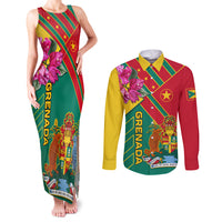 Grenada Couples Matching Tank Maxi Dress and Long Sleeve Button Shirt Gwenad Bougainvillea Special Version - Wonder Print Shop