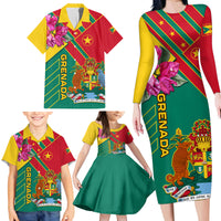 Grenada Family Matching Long Sleeve Bodycon Dress and Hawaiian Shirt Gwenad Bougainvillea Special Version - Wonder Print Shop