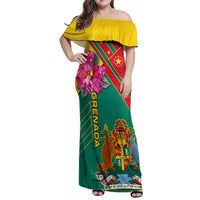 Grenada Family Matching Off Shoulder Maxi Dress and Hawaiian Shirt Gwenad Bougainvillea Special Version - Wonder Print Shop