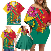 Grenada Family Matching Off Shoulder Short Dress and Hawaiian Shirt Gwenad Bougainvillea Special Version - Wonder Print Shop
