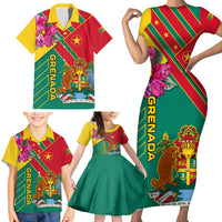 Grenada Family Matching Short Sleeve Bodycon Dress and Hawaiian Shirt Gwenad Bougainvillea Special Version - Wonder Print Shop