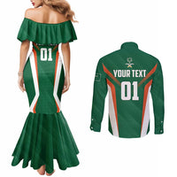 Custom Saudi Arabia Cricket Couples Matching Mermaid Dress and Long Sleeve Button Shirt TeamSaudi Go Champions