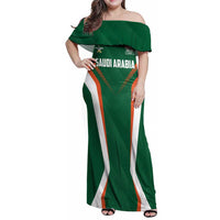Custom Saudi Arabia Cricket Family Matching Off Shoulder Maxi Dress and Hawaiian Shirt TeamSaudi Go Champions - Wonder Print Shop