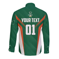 Custom Saudi Arabia Cricket Long Sleeve Button Shirt TeamSaudi Go Champions - Wonder Print Shop