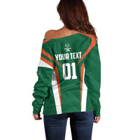 Custom Saudi Arabia Cricket Off Shoulder Sweater TeamSaudi Go Champions - Wonder Print Shop