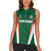 Custom Saudi Arabia Cricket Women Sleeveless Polo Shirt TeamSaudi Go Champions - Wonder Print Shop