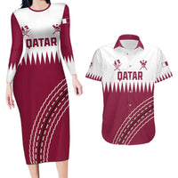 Custom Qatar Cricket Couples Matching Long Sleeve Bodycon Dress and Hawaiian Shirt Come On Boys - Wonder Print Shop