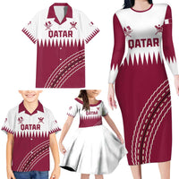 Custom Qatar Cricket Family Matching Long Sleeve Bodycon Dress and Hawaiian Shirt Come On Boys - Wonder Print Shop
