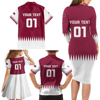 Custom Qatar Cricket Family Matching Long Sleeve Bodycon Dress and Hawaiian Shirt Come On Boys - Wonder Print Shop