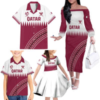 Custom Qatar Cricket Family Matching Off The Shoulder Long Sleeve Dress and Hawaiian Shirt Come On Boys - Wonder Print Shop
