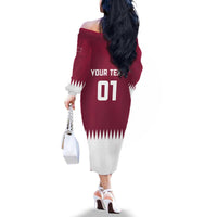 Custom Qatar Cricket Family Matching Off The Shoulder Long Sleeve Dress and Hawaiian Shirt Come On Boys - Wonder Print Shop