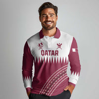 Custom Qatar Cricket Long Sleeve Polo Shirt Come On Boys - Wonder Print Shop