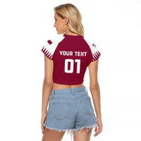 Custom Qatar Cricket Raglan Cropped T Shirt Come On Boys - Wonder Print Shop