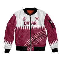 Custom Qatar Cricket Sleeve Zip Bomber Jacket Come On Boys - Wonder Print Shop