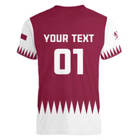 Custom Qatar Cricket Women V-Neck T-Shirt Come On Boys - Wonder Print Shop