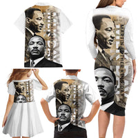 Martin Luther King Jr Day Family Matching Long Sleeve Bodycon Dress and Hawaiian Shirt MLK His Dream Still Matters - Wonder Print Shop